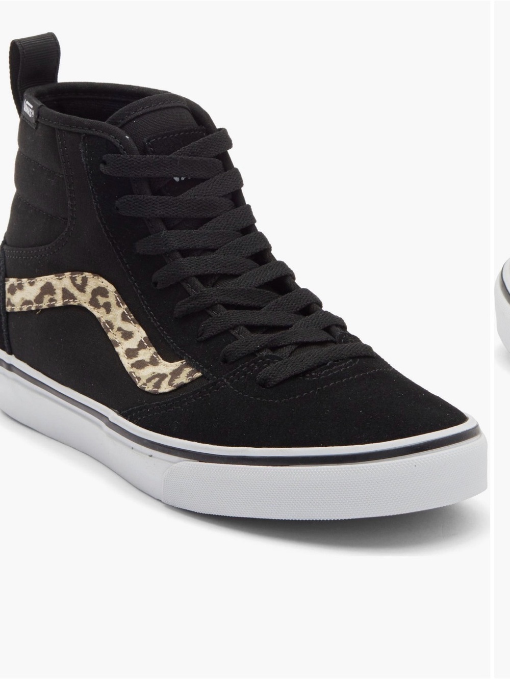 Vans Black High-Top Sneaker with Leopard Side Stripe